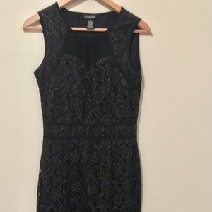 Black and gold-tone lace maxi dress